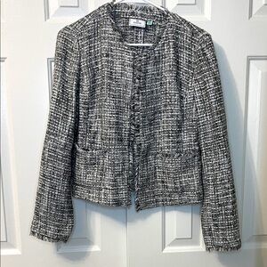 Susina Black White Gray Tweed Jacket Size M